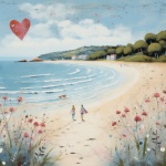Summer Beach Valentine Art Print