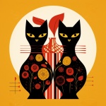 Black cat and vase contemporary art