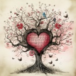 Vintage Valentine Music Heart Tree