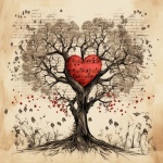 Vintage Valentine Music Heart Tree