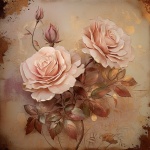 复古粉红玫瑰艺术印刷品