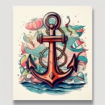 Vintage Anchor Art Print Nautical