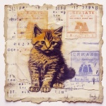 Arte de selo postal de gato vintage
