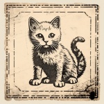 Arte de selo postal de gato vintage
