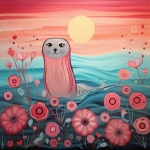 Seal character ocean art print
