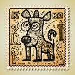 Arte de selo postal de cachorro doodle