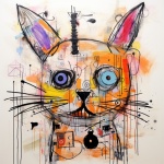 Abstract Graffiti Cat Art Print