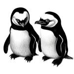 черно белый рисунок пингвина PNG