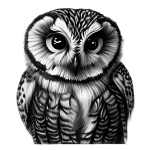 Black And White Owl Drawing PNG