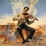 Surreal Violinist in Desert Art
