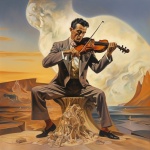 Surreal Violinist in Desert Art