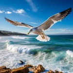 Flying Seagulls Over Ocean Art