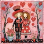 Valentine couple Quaint Art Print