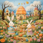 Art du calendrier de lapin de Pâques