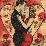 Arte vintage delle coppie di San Valenti