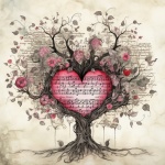 Vintage Music Heart Tree Art