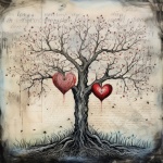 Vintage Heart Tree Art