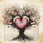 Vintage Music Heart Tree Art