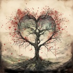 Vintage Valentin szív fa művészet