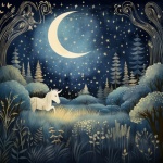 Fantasy Unicorn Moon Art Print