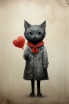 Kitty Cat Valentine Art
