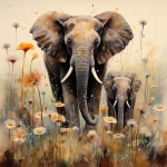 Anya és baba elefánt Art