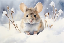 Mouse In Snow Art