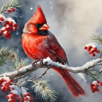 Inverno de pássaro cardeal vermelho