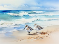 Arte de acuarela de pájaros Sanderling