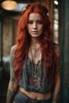 Vrouw met lang rood haar
