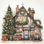 Wooden House at Christmas