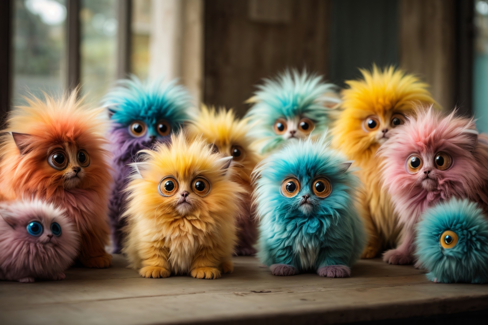 Cute Fluffy Multi-colored Monsters