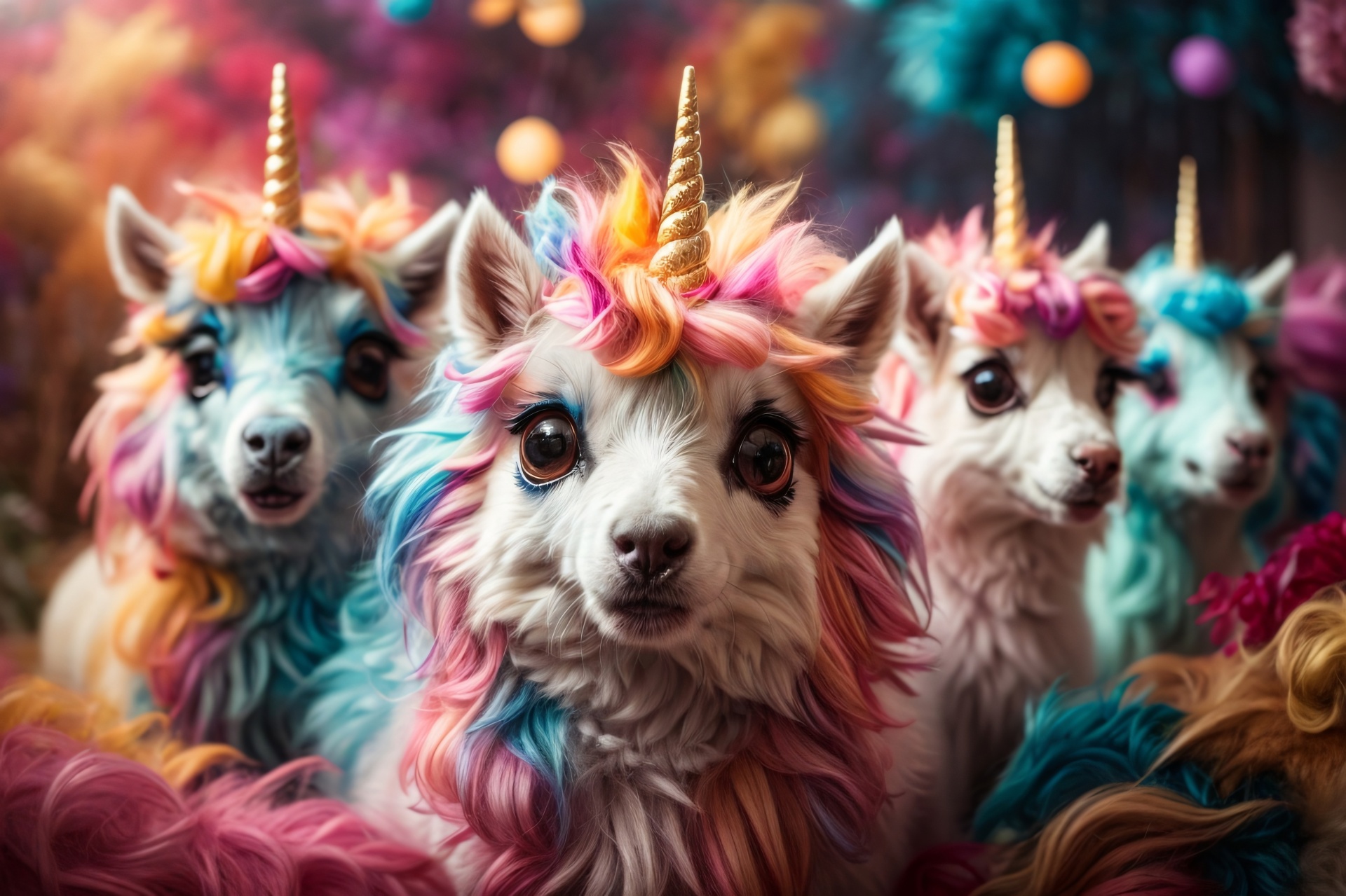 Cute Fluffy Multi-colored Unicorns