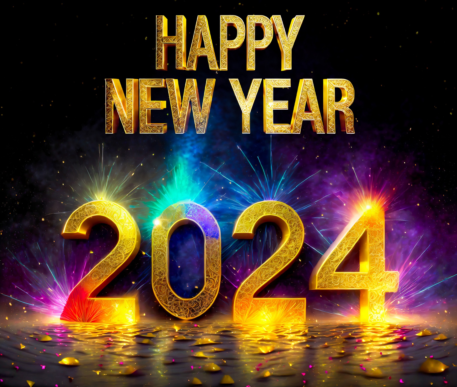 Happy New Year, 2024, Greeting Card Free Stock Photo Public Domain