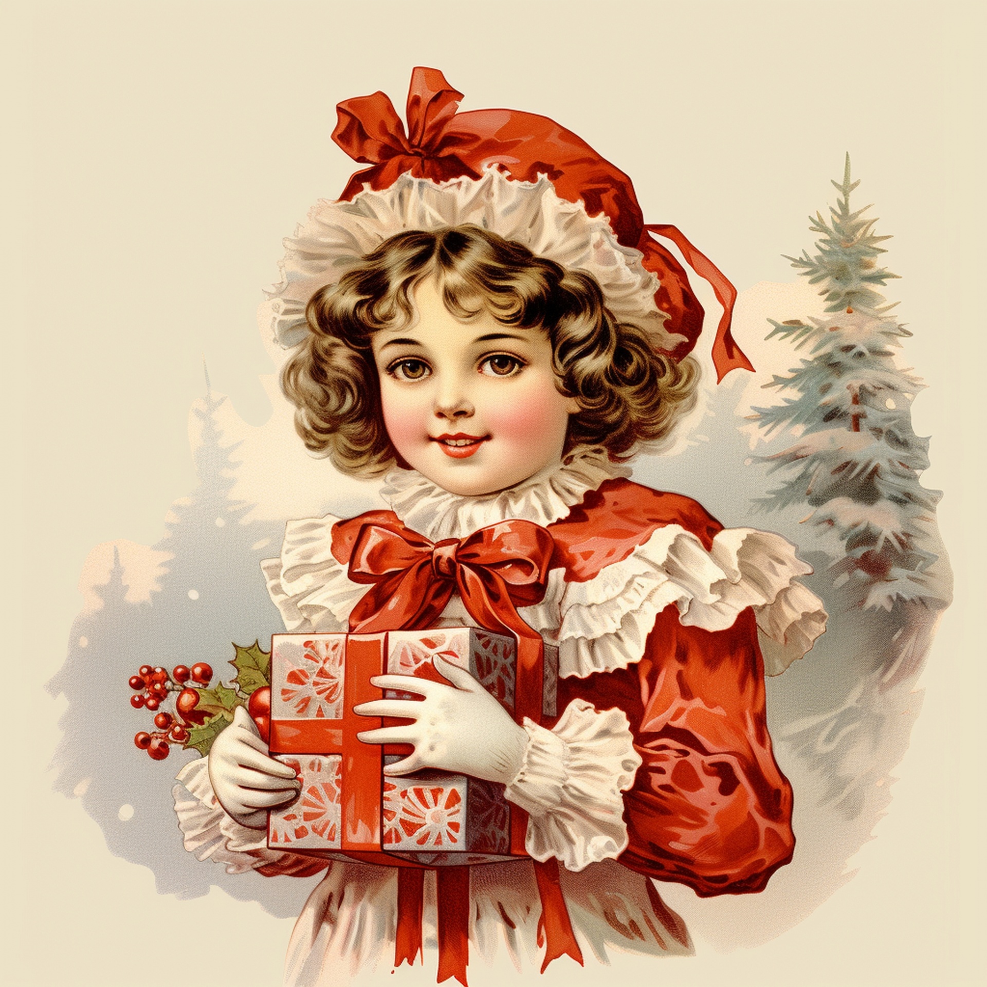 Vintage Victorian Christmas Child Free Stock Photo - Public Domain Pictures