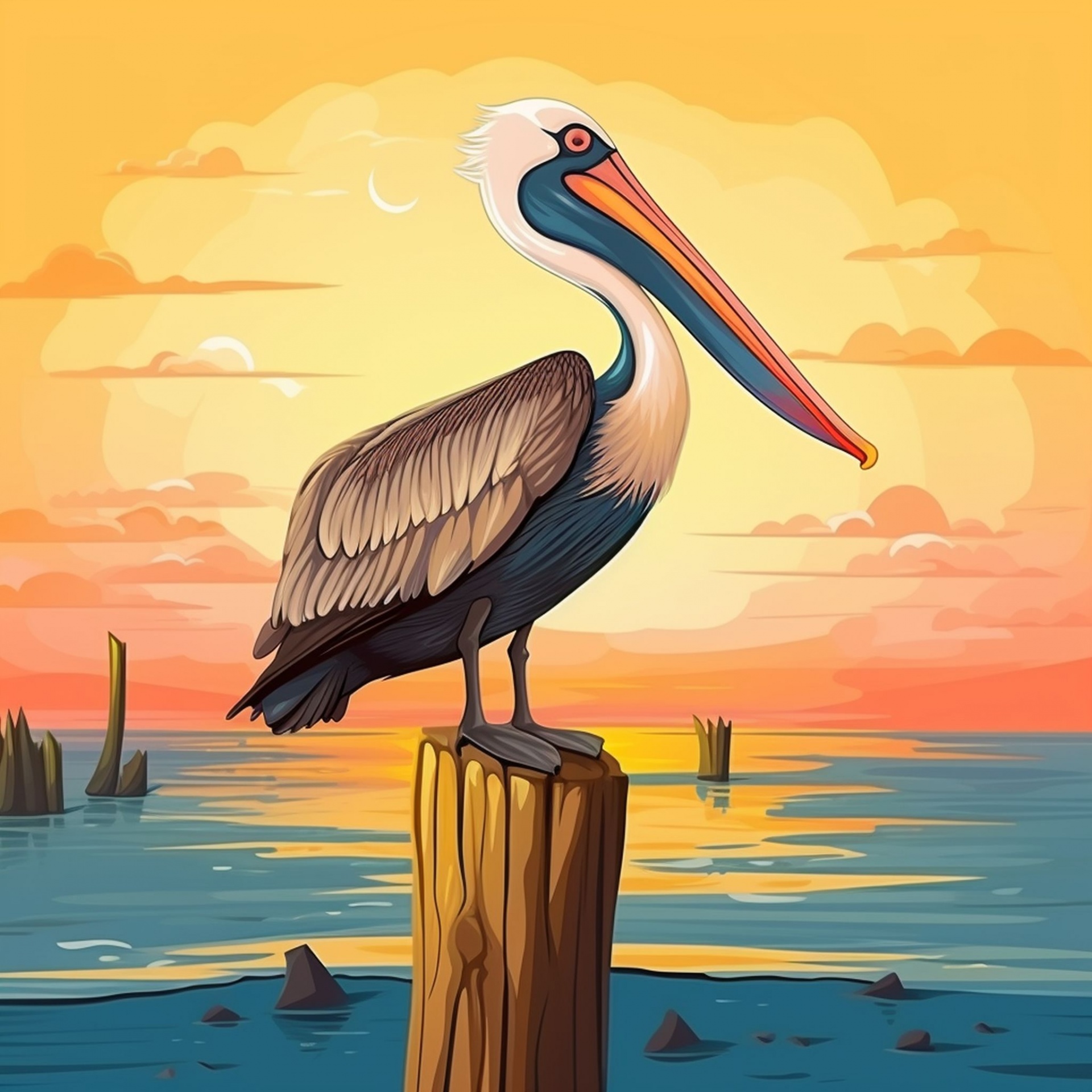 Pelican Vector Art Print
