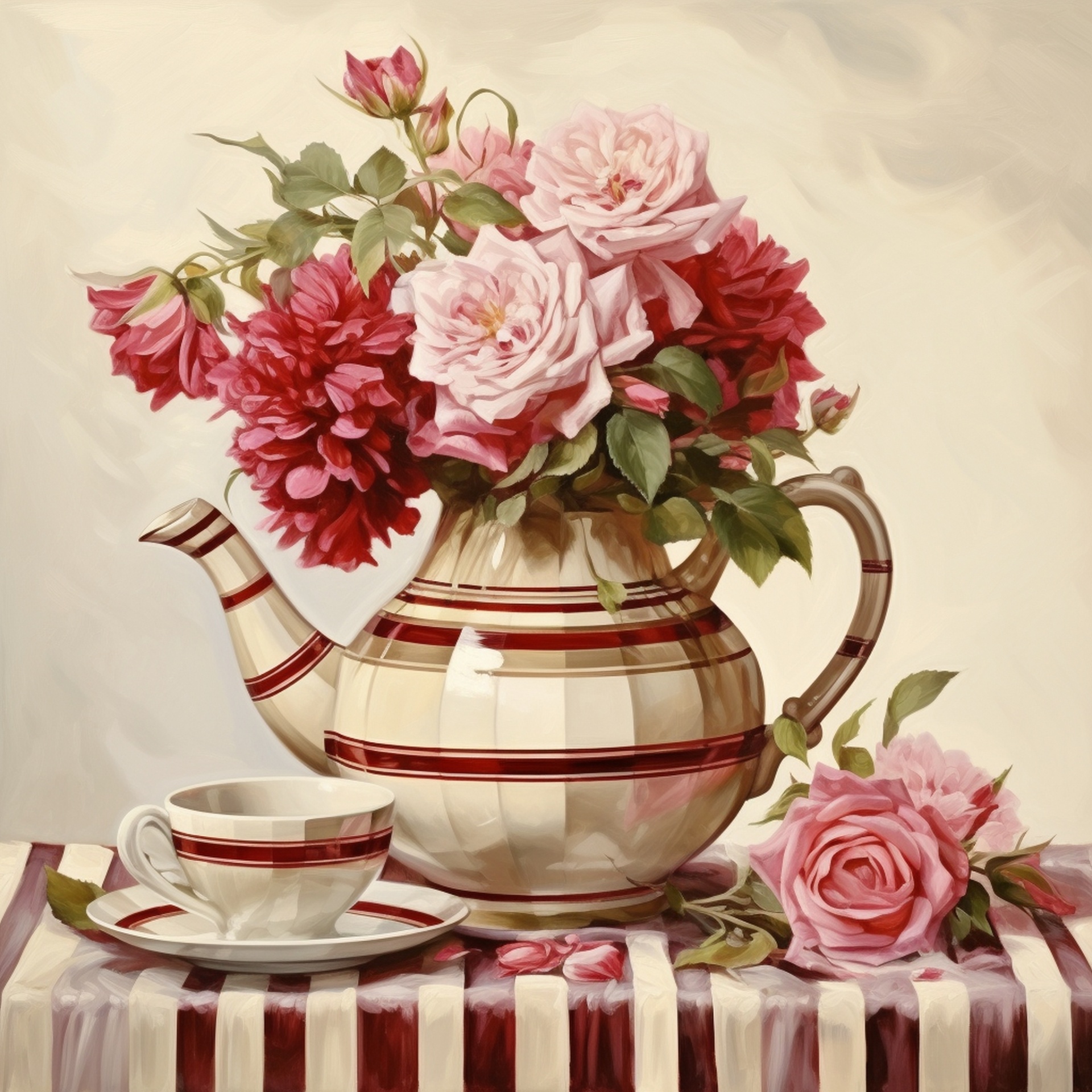 Holiday Floral Peppermint Pottery Free Stock Photo - Public Domain Pictures