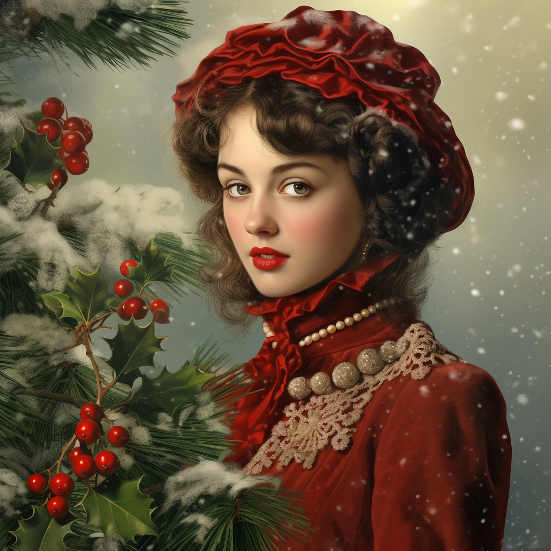 Christmas Victorian Woman Art Free Stock Photo - Public Domain Pictures