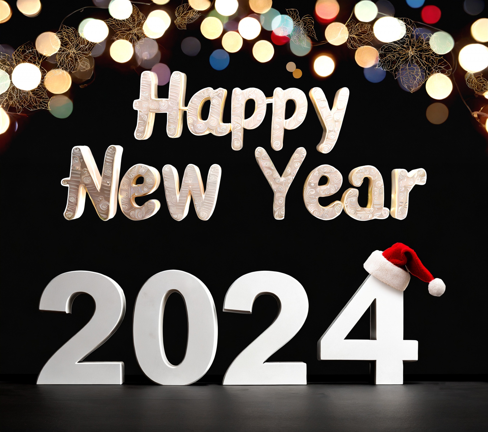 Premium Vector | New year 2024 background with gold numbers on red background premium number ...