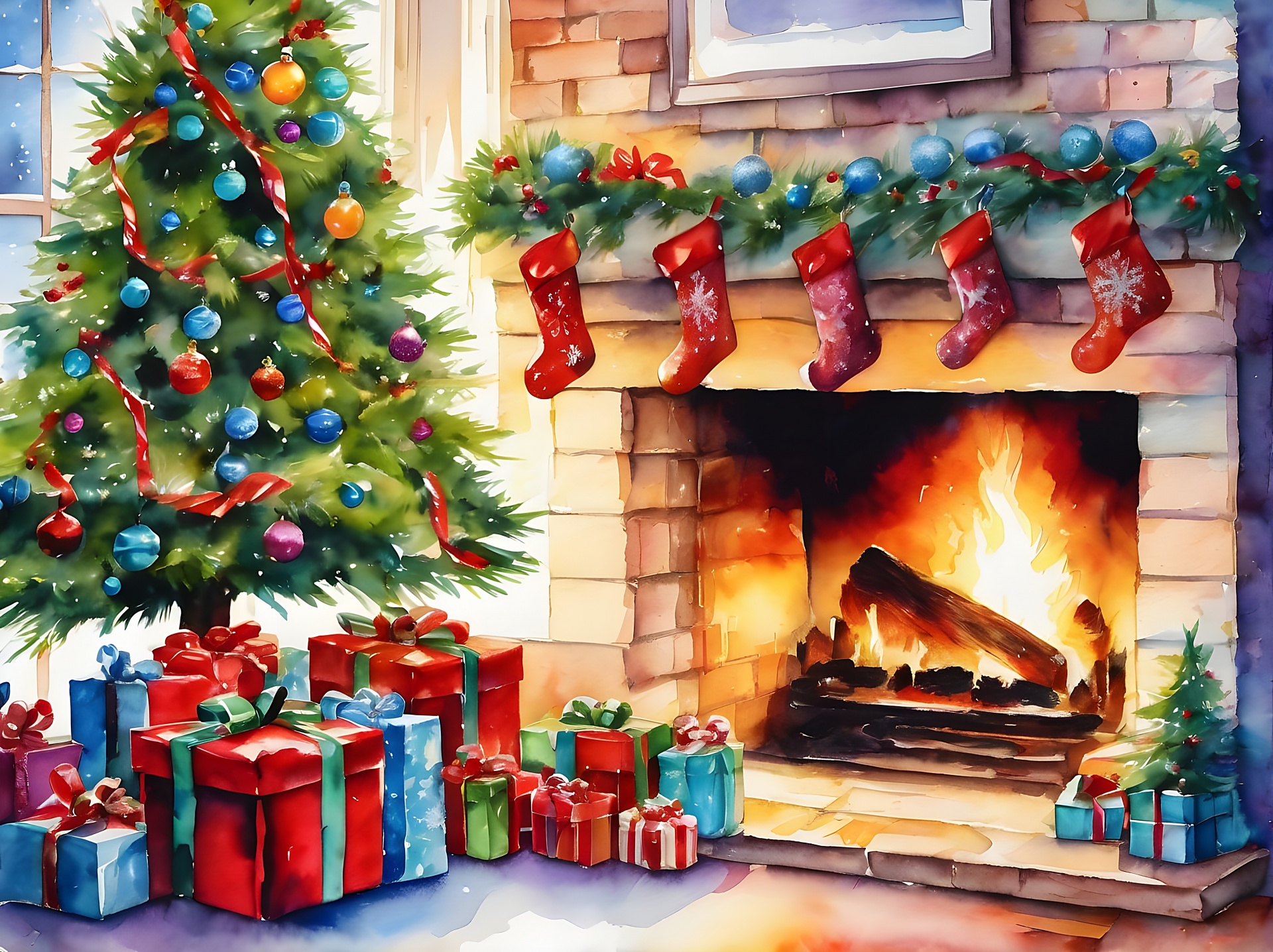 Christmas Fireplace Background Free Stock Photo - Public Domain Pictures