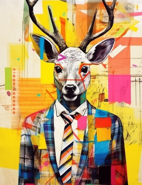 Funny Buck Deer In Suit Art Free Stock Photo - Public Domain Pictures