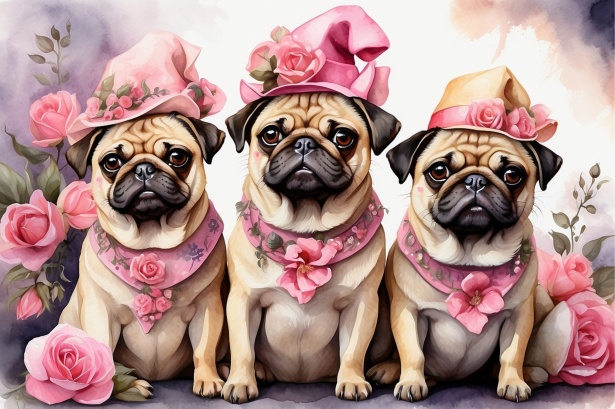 Easter Pug Dog With Hat Art Free Stock Photo - Public Domain Pictures