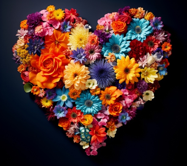 Valentine Heart Of Flowers Free Stock Photo - Public Domain Pictures