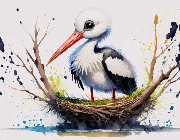 Stork, Watercolor, Painting Free Stock Photo - Public Domain Pictures
