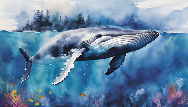 Whale In The Ocean Illustration Free Stock Photo - Public Domain Pictures
