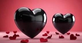 3D-Darstellung eines schwarzen Herzens.