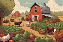 Abstract Farm Life illustration