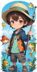 Boy Fisherman Sticker