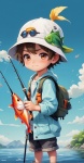 Boy Fisherman Sticker