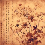 Flowers On Japanese Old Document